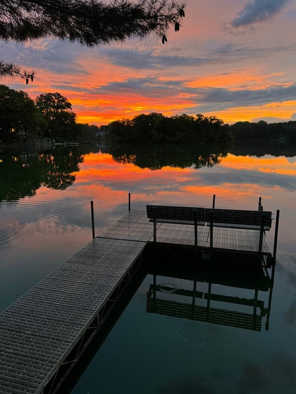Sunset over Silver Lake, seen from a dock